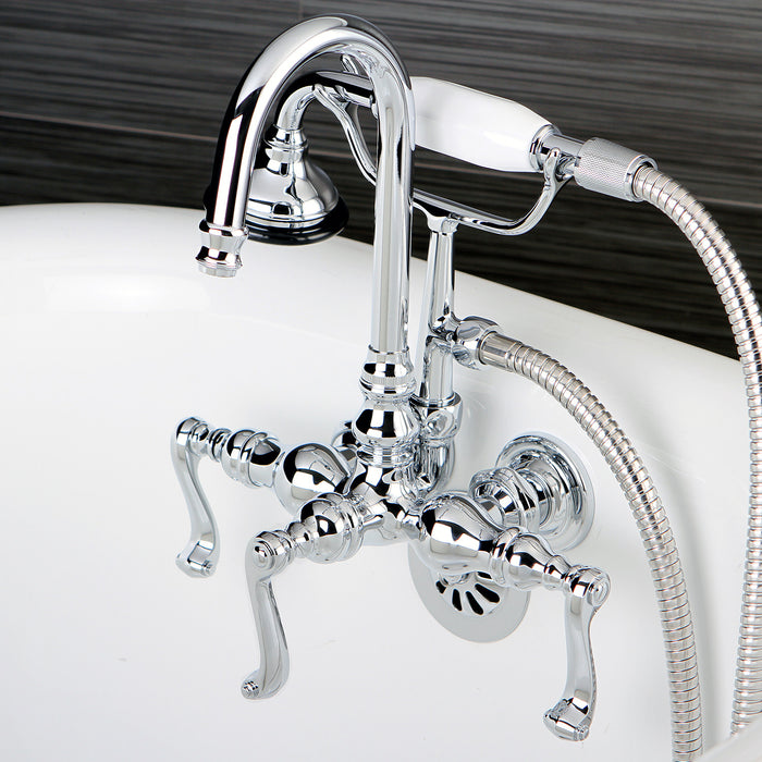 Royale AE8T1FL Three-Handle 2-Hole Tub Wall Mount Clawfoot Tub Faucet with Hand Shower, Polished Chrome