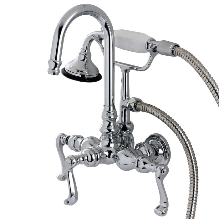 Royale AE8T1FL Three-Handle 2-Hole Tub Wall Mount Clawfoot Tub Faucet with Hand Shower, Polished Chrome