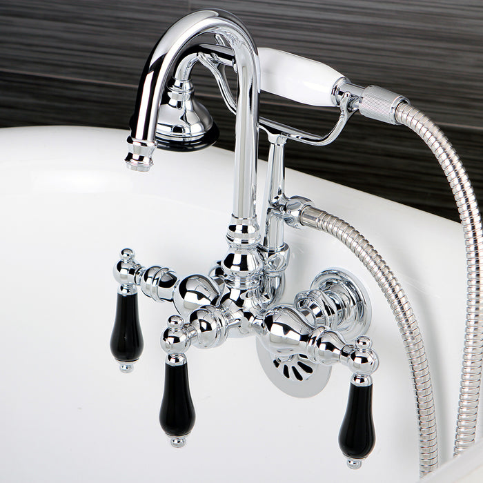 Duchess AE8T1PKL Three-Handle 2-Hole Tub Wall Mount Clawfoot Tub Faucet with Hand Shower, Polished Chrome