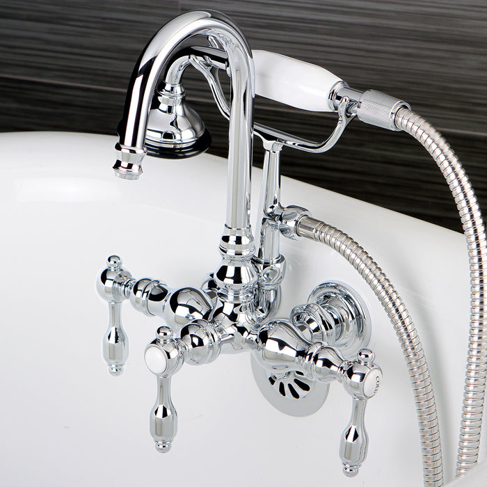 Tudor AE8T1TAL Three-Handle 2-Hole Tub Wall Mount Clawfoot Tub Faucet with Hand Shower, Polished Chrome