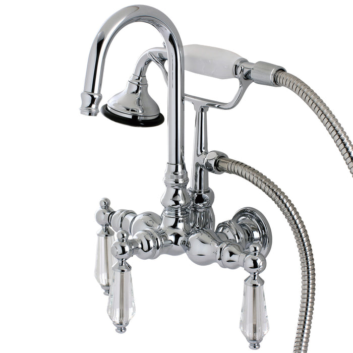 Wilshire AE8T1WLL Three-Handle 2-Hole Tub Wall Mount Clawfoot Tub Faucet with Hand Shower, Polished Chrome