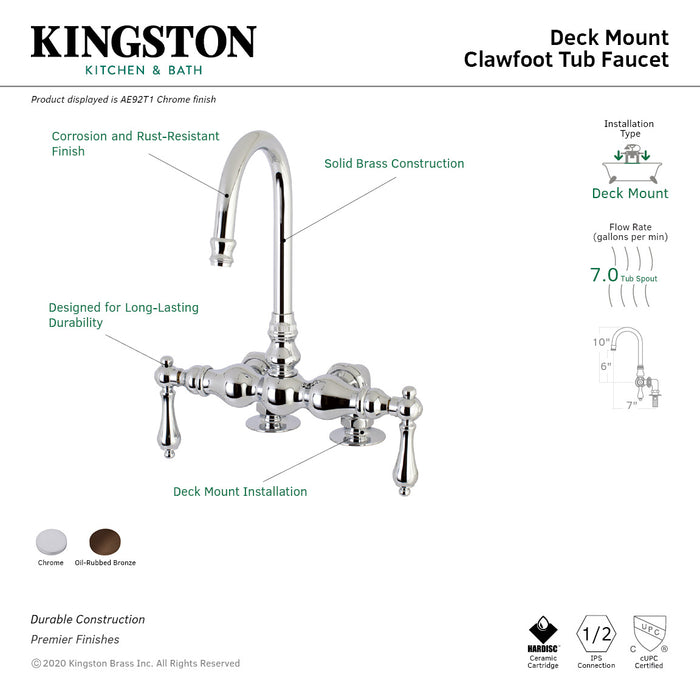 Vintage AE91T5 Two-Handle 2-Hole Deck Mount Clawfoot Tub Faucet, Oil Rubbed Bronze