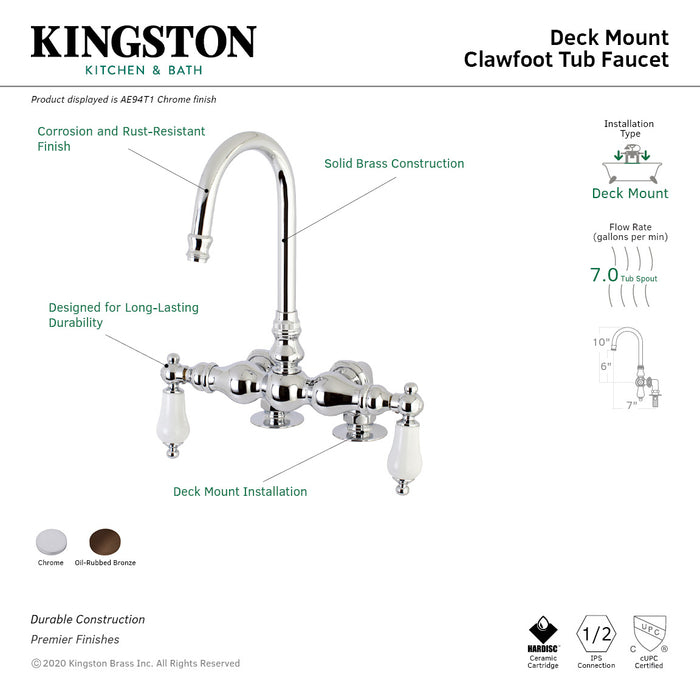 Vintage AE93T5 Two-Handle 2-Hole Deck Mount Clawfoot Tub Faucet, Oil Rubbed Bronze