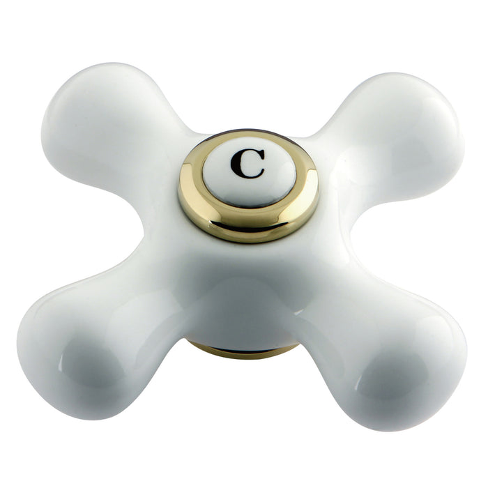 Kingston Aqua Vintage AECX2C Porcelain Cross Handle (Cold Side), Polished Brass