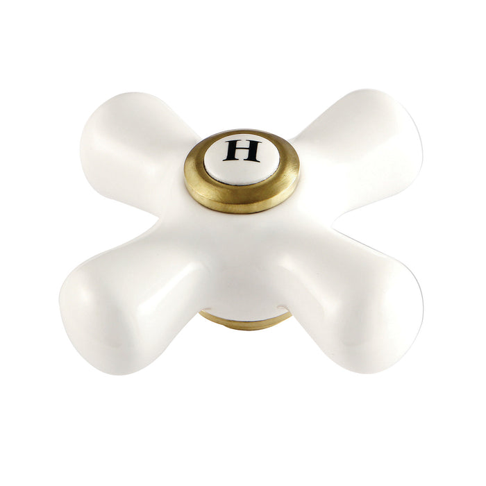 Kingston Aqua Vintage AECX7H Porcelain Cross Handle (Hot Side), Brushed Brass