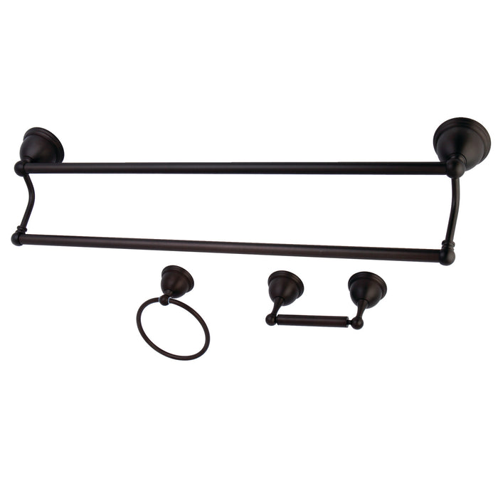 Kingston Heirloom BAK396348ORB - Restoration 3-Piece 24-Inch Dual Towel Bar Bathroom Accessory Set, Oil Rubbed Bronze