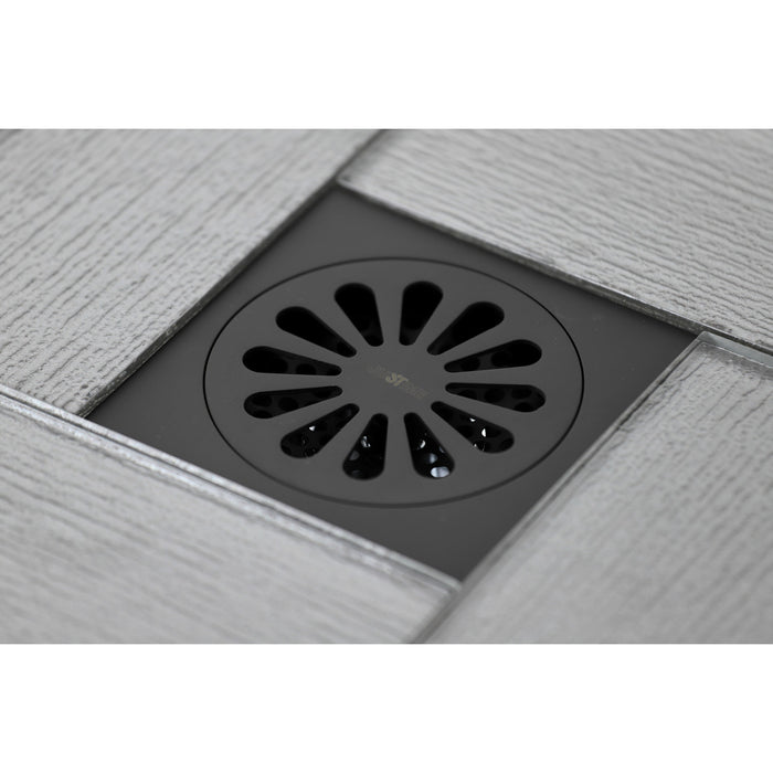 Watercourse BSF4161ORB Sunburst 4-Inch Brass Square Grid Shower Drain with Flange and Hair Trap, Oil Rubbed Bronze