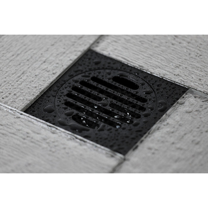Watercourse BSF4262MB Symmetric 4-Inch Brass Square Grid Shower Drain with Flange and Hair Trap, Matte Black