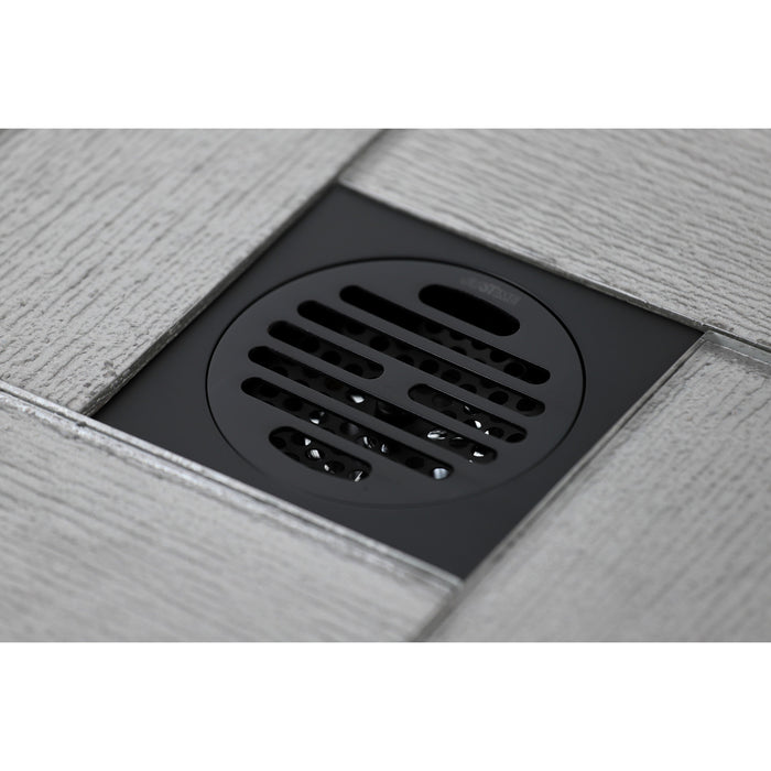Watercourse BSF4262MB 4-Inch Square Grid Shower Drain with Hair Catcher, Matte Black