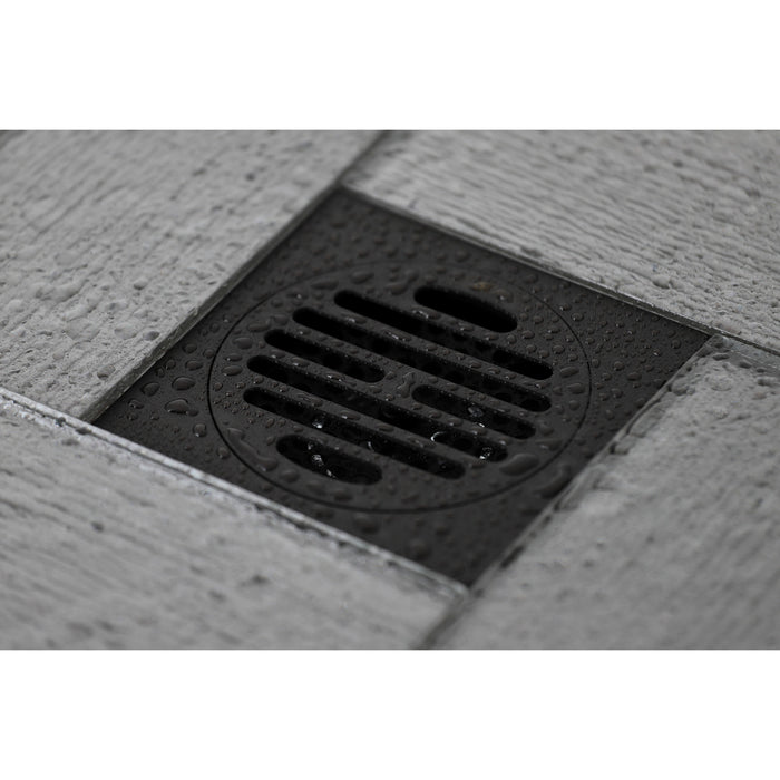 Kingston Watercourse BSF4262ORB Symmetric 4-Inch Brass Square Grid Shower Drain with Flange and Hair Trap, Oil Rubbed Bronze