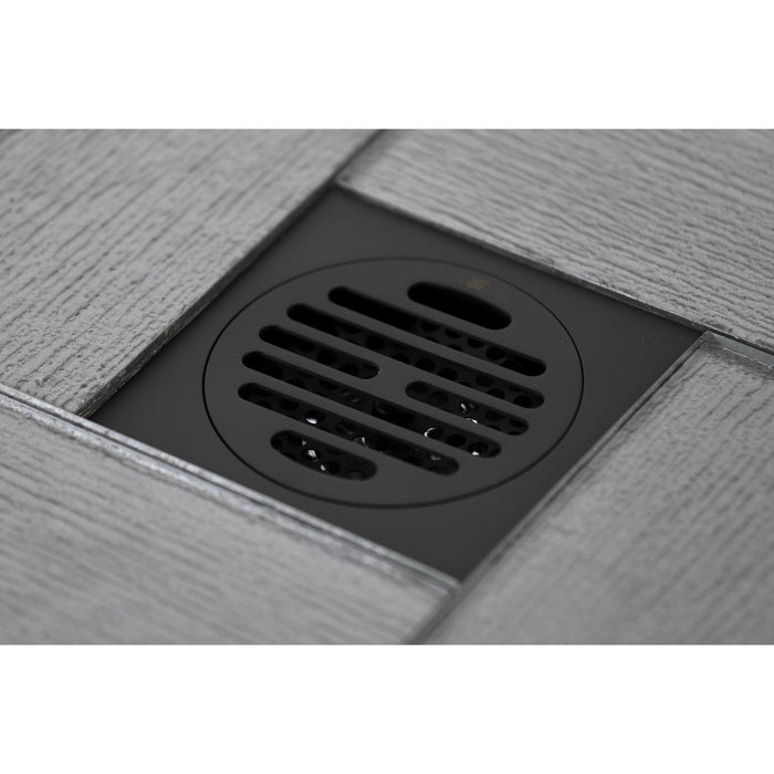 Kingston Watercourse BSF4262ORB Symmetric 4-Inch Brass Square Grid Shower Drain with Flange and Hair Trap, Oil Rubbed Bronze