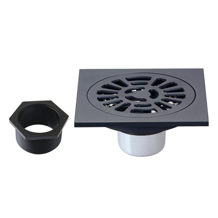 Kingston Watercourse BSF4267MB 4-Inch Brass Square Grid Shower Drain with Flange, Matte Black