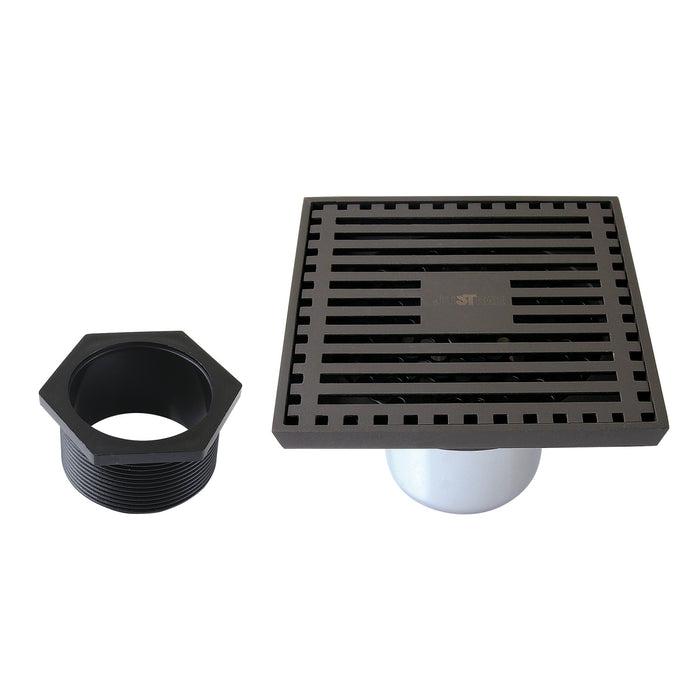 Watercourse BSF4464ORB 4-Inch Brass Square Grid Shower Drain with Flange and Hair Trap, Oil Rubbed Bronze