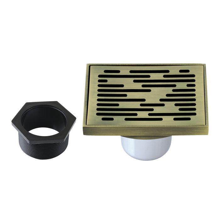 Watercourse BSF6310AB 4-Inch Square Grid Shower Drain with Hair Catcher, Antique Brass