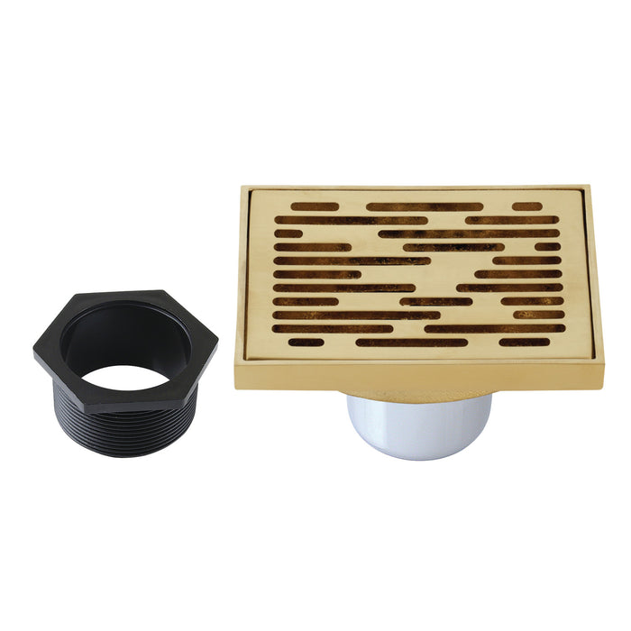 Watercourse BSF6310BB 4-Inch Square Grid Shower Drain with Hair Catcher, Brushed Brass