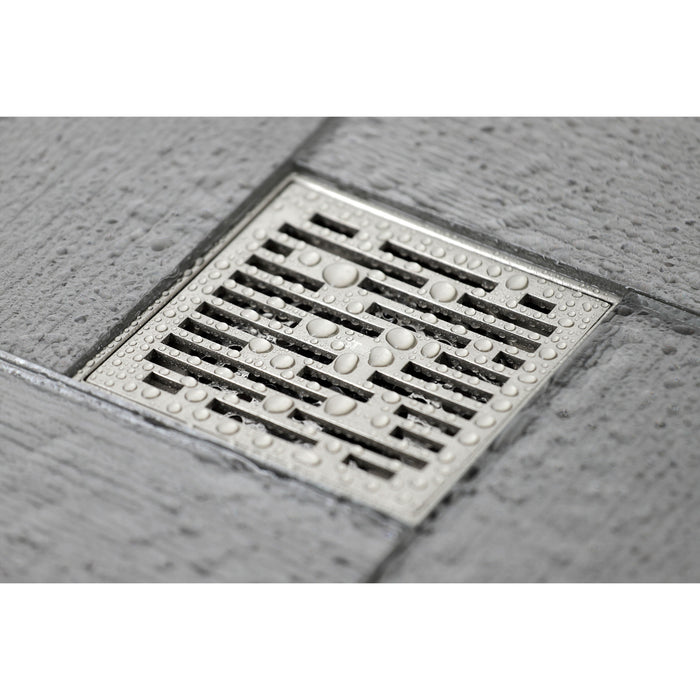 Kingston Watercourse BSF6310BN Transit 4-Inch Brass Square Grid Shower Drain with Flange and Hair Trap, Brushed Nickel