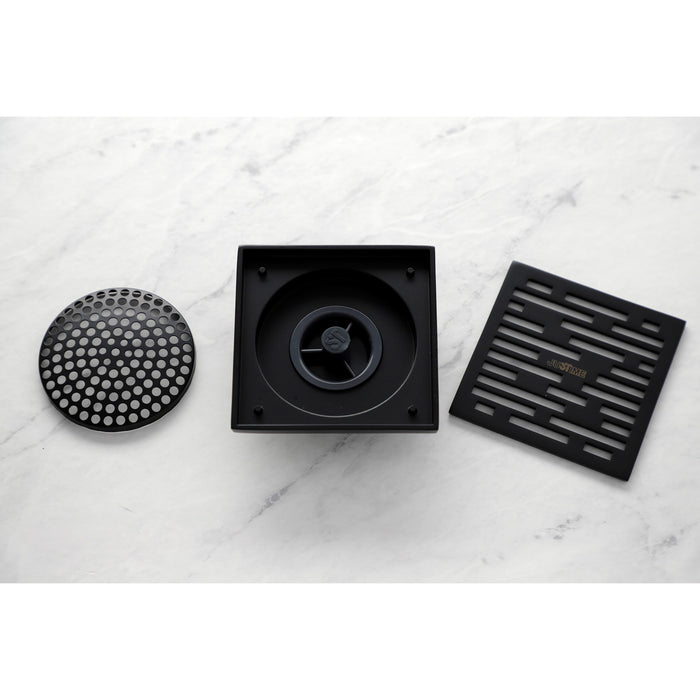 Watercourse BSF6310MB 4-Inch Square Grid Shower Drain with Hair Catcher, Matte Black