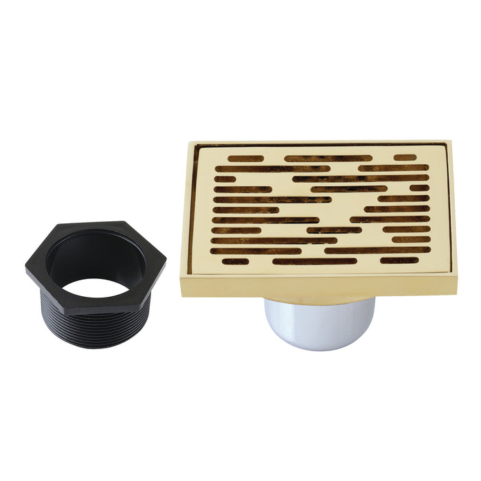 Watercourse BSF6310PB 4-Inch Square Grid Shower Drain with Hair Catcher, Polished Brass