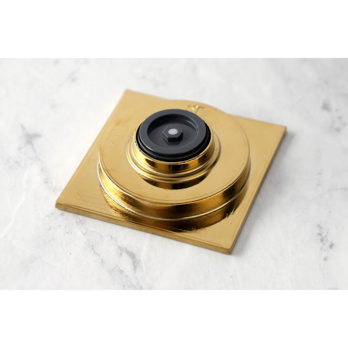 Watercourse BSF6360BB 4-Inch Square Grid Shower Drain with Hair Catcher, Brushed Brass