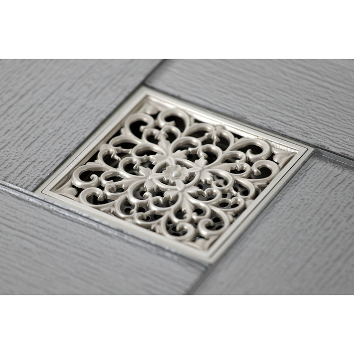 Watercourse BSF9771BN 4-Inch Square Grid Shower Drain with Hair Catcher, Brushed Nickel