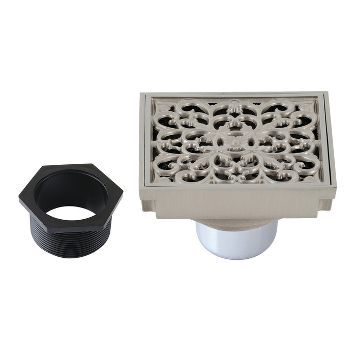 Watercourse BSF9771BN 4-Inch Square Grid Shower Drain with Hair Catcher, Brushed Nickel