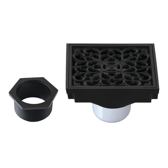 Watercourse BSF9771MB 4-Inch Square Grid Shower Drain with Hair Catcher, Matte Black