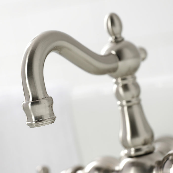 Kingston Heirloom CA1001T8 - Heritage Two-Handle 2-Hole Tub Wall Mount Clawfoot Tub Faucet, Brushed Nickel