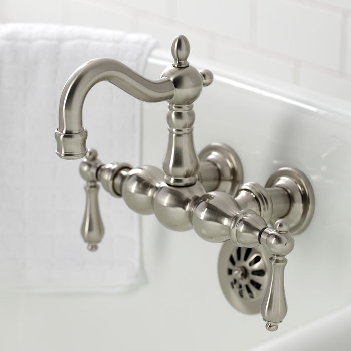 Kingston Heirloom CA1001T8 - Heritage Two-Handle 2-Hole Tub Wall Mount Clawfoot Tub Faucet, Brushed Nickel