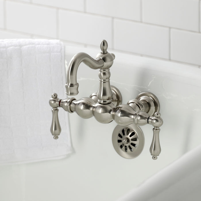 Kingston Heirloom CA1001T8 - Heritage Two-Handle 2-Hole Tub Wall Mount Clawfoot Tub Faucet, Brushed Nickel