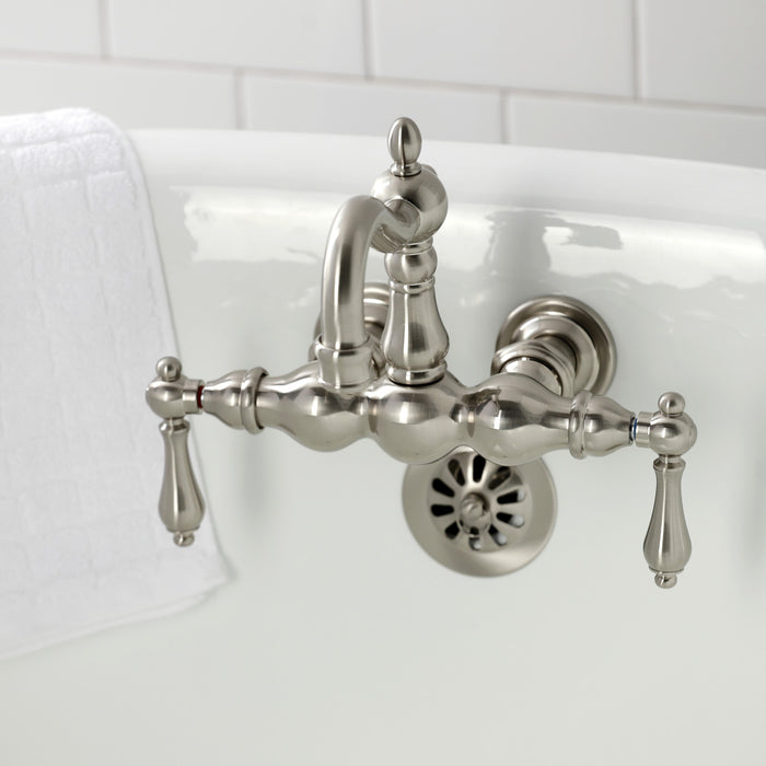 Kingston Heirloom CA1001T8 - Heritage Two-Handle 2-Hole Tub Wall Mount Clawfoot Tub Faucet, Brushed Nickel