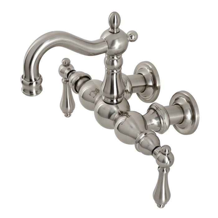 Kingston Heirloom CA1001T8 - Heritage Two-Handle 2-Hole Tub Wall Mount Clawfoot Tub Faucet, Brushed Nickel