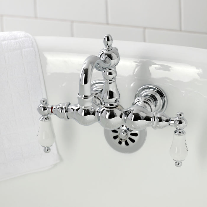 Kingston Heirloom CA1004T1 - Heritage Two-Handle 2-Hole Tub Wall Mount Clawfoot Tub Faucet, Polished Chrome