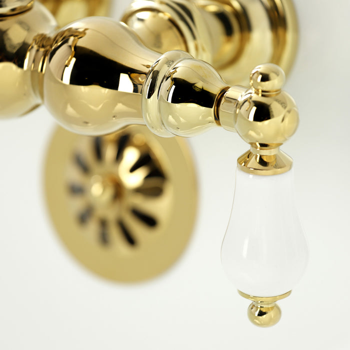 Kingston Heirloom CA1005T2 - Heritage Two-Handle 2-Hole Tub Wall Mount Clawfoot Tub Faucet, Polished Brass