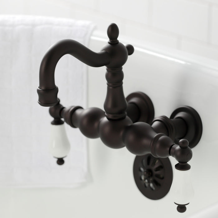 Kingston Heirloom CA1005T5 - Heritage Two-Handle 2-Hole Tub Wall Mount Clawfoot Tub Faucet, Oil Rubbed Bronze