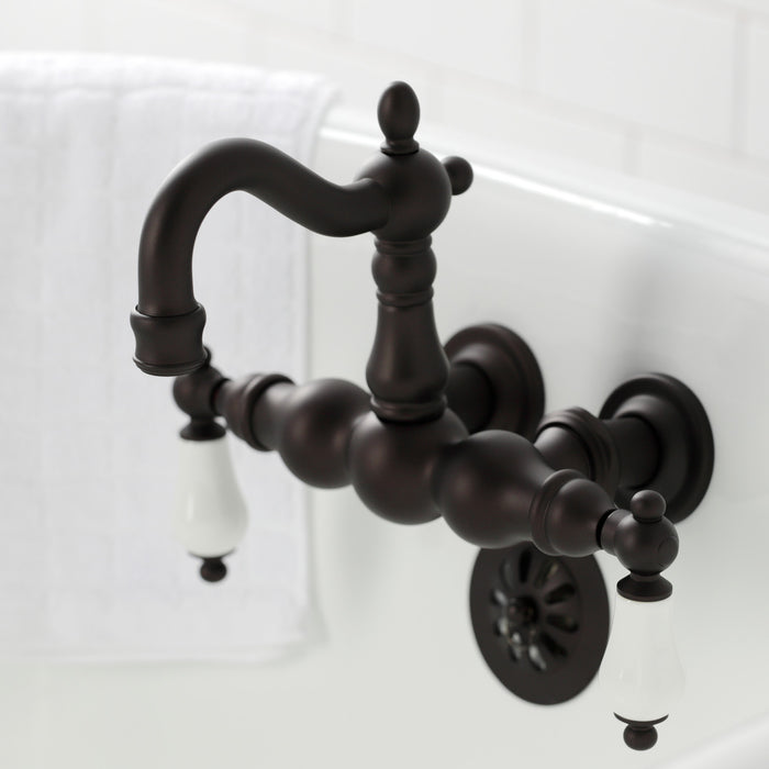 Heritage CA1005T5 Two-Handle 2-Hole Tub Wall Mount Clawfoot Tub Faucet, Oil Rubbed Bronze