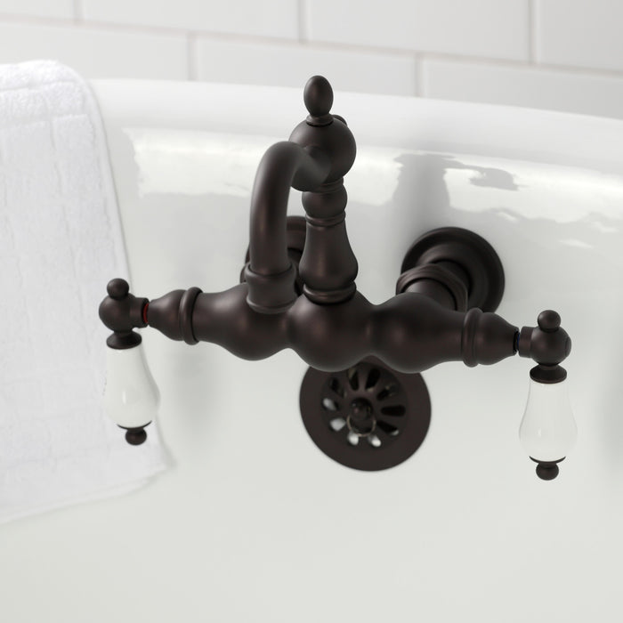 Kingston Heirloom CA1005T5 - Heritage Two-Handle 2-Hole Tub Wall Mount Clawfoot Tub Faucet, Oil Rubbed Bronze