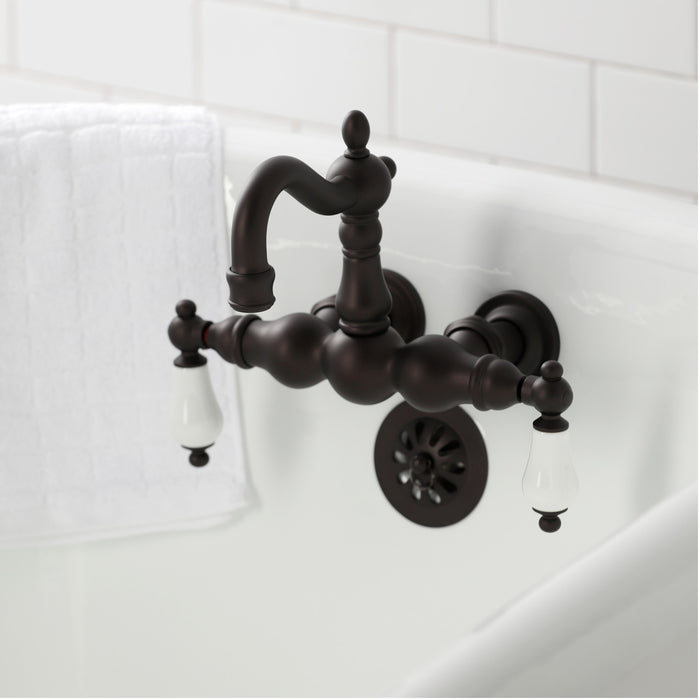 Heritage CA1005T5 Two-Handle 2-Hole Tub Wall Mount Clawfoot Tub Faucet, Oil Rubbed Bronze