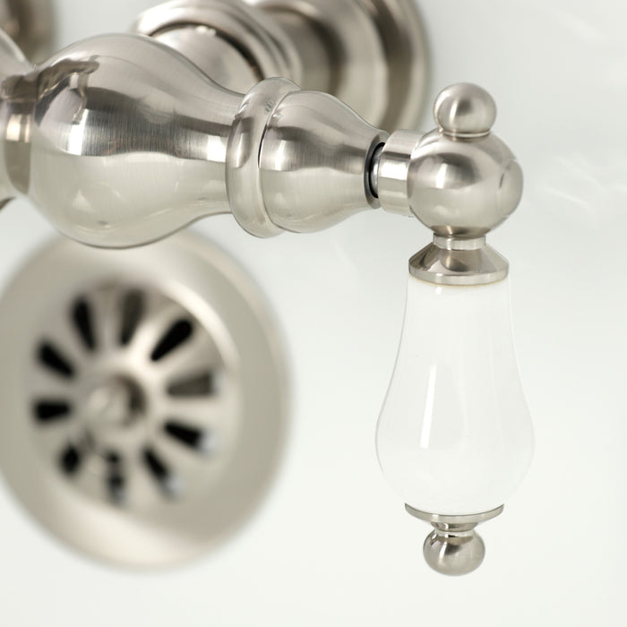 Kingston Heirloom CA1005T8 - Heritage Two-Handle 2-Hole Tub Wall Mount Clawfoot Tub Faucet, Brushed Nickel