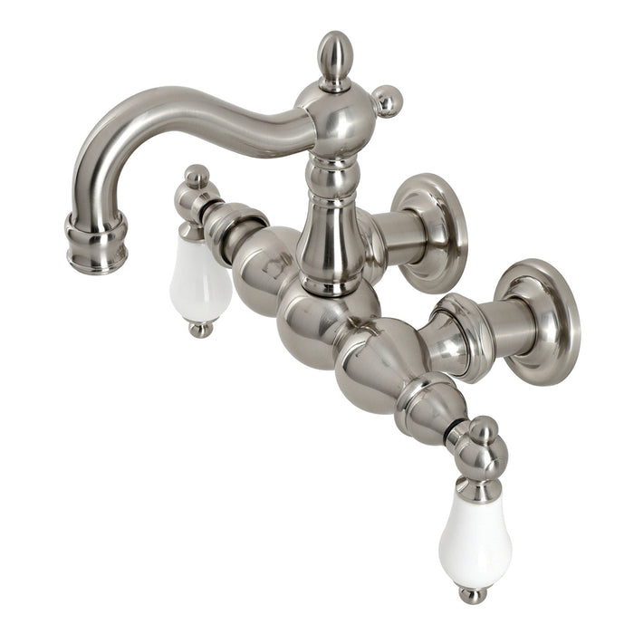Kingston Heirloom CA1005T8 - Heritage Two-Handle 2-Hole Tub Wall Mount Clawfoot Tub Faucet, Brushed Nickel