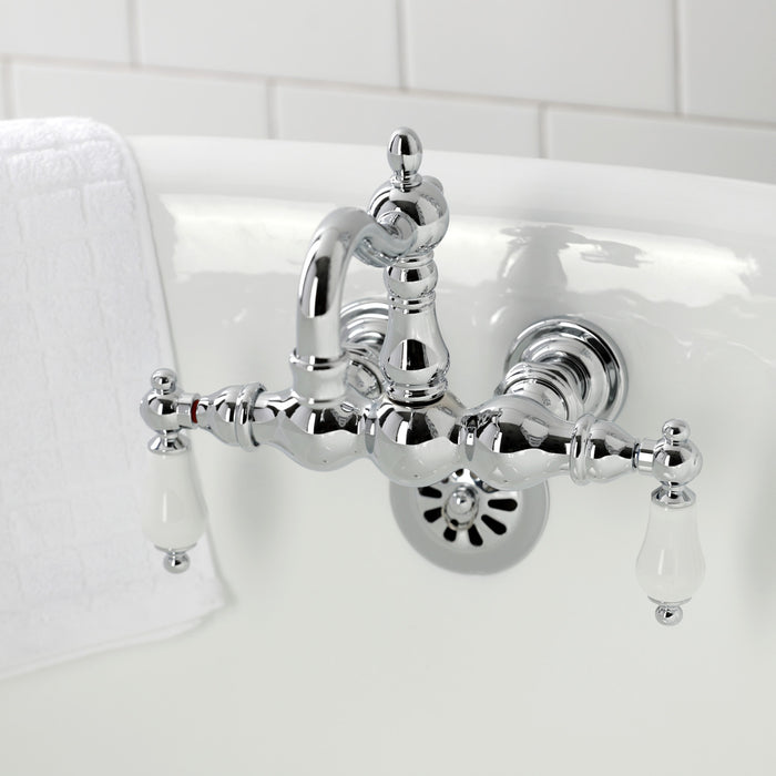 Kingston Heirloom CA1006T1 - Heritage Two-Handle 2-Hole Tub Wall Mount Clawfoot Tub Faucet, Polished Chrome
