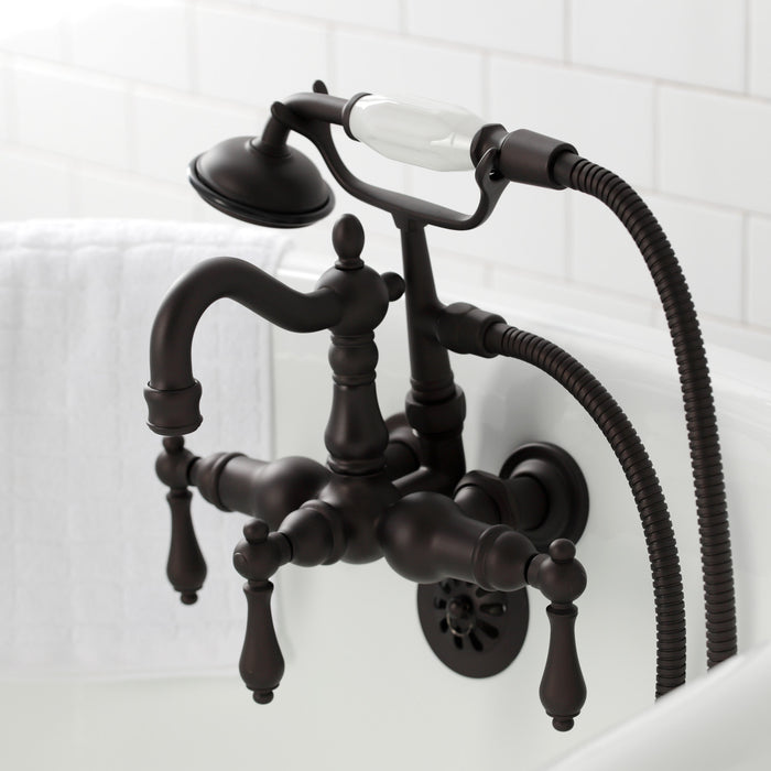 Heritage CA1007T5 Three-Handle 2-Hole Tub Wall Mount Clawfoot Tub Faucet with Hand Shower, Oil Rubbed Bronze