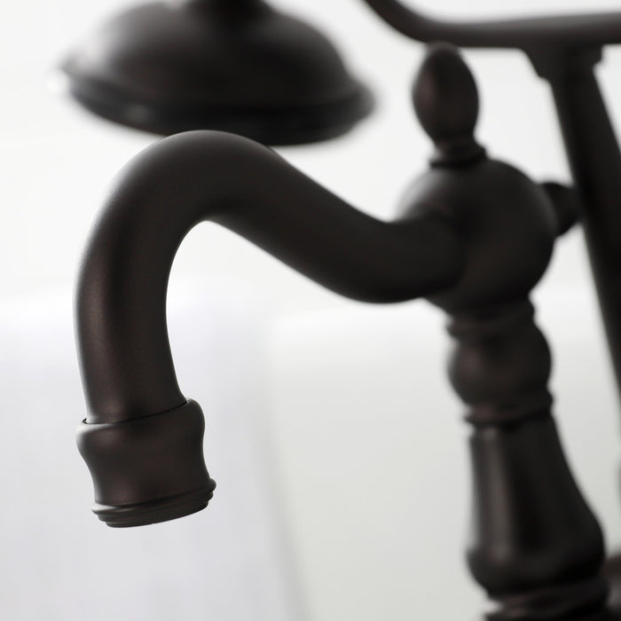Kingston Heirloom CA1009T5 - Heritage Three-Handle 2-Hole Tub Wall Mount Clawfoot Tub Faucet with Hand Shower, Oil Rubbed Bronze
