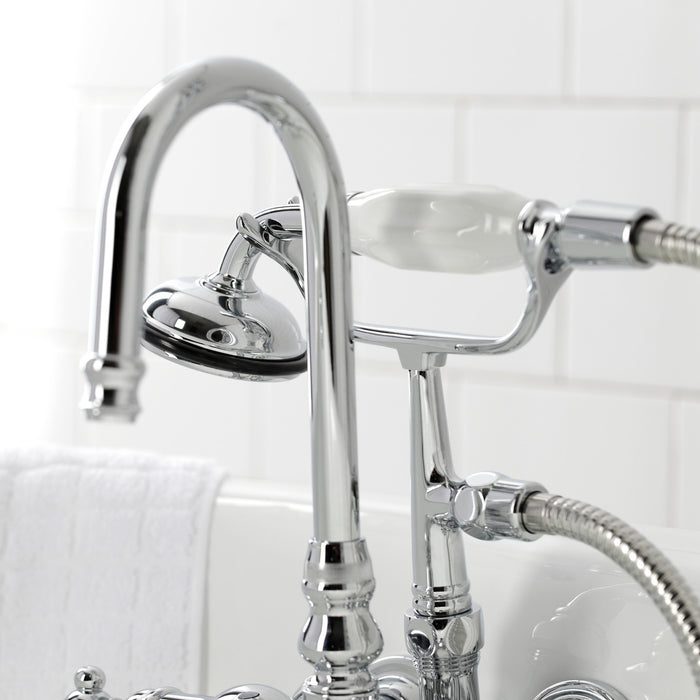 Vintage CA12T1 Three-Handle 2-Hole Tub Wall Mount Clawfoot Tub Faucet with Hand Shower, Polished Chrome