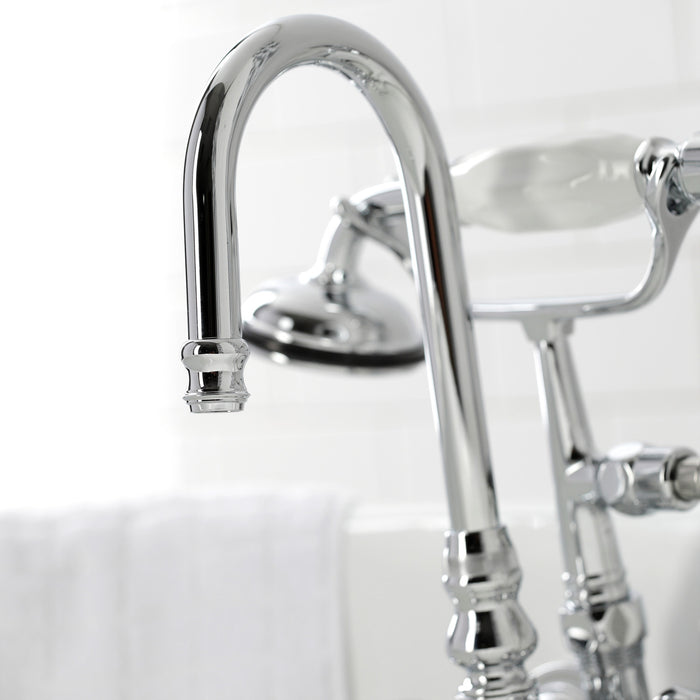 Vintage CA12T1 Three-Handle 2-Hole Tub Wall Mount Clawfoot Tub Faucet with Hand Shower, Polished Chrome