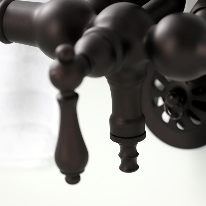 Kingston Heirloom CA19T5 - Vintage Three-Handle 2-Hole Tub Wall Mount Clawfoot Tub Faucet with Hand Shower, Oil Rubbed Bronze