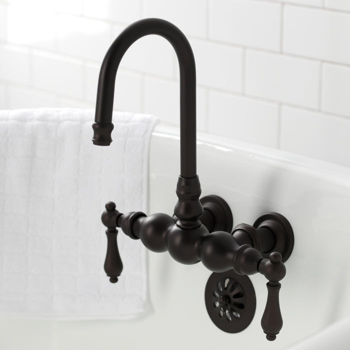 Kingston Heirloom CA1T5 - Vintage Two-Handle 2-Hole Tub Wall Mount Clawfoot Tub Faucet, Oil Rubbed Bronze