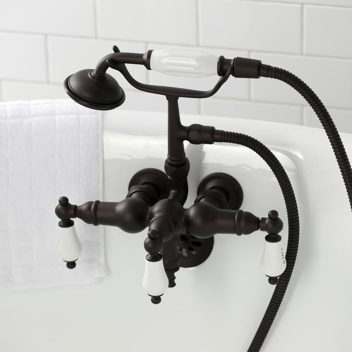 Vintage CA21T5 Three-Handle 2-Hole Tub Wall Mount Clawfoot Tub Faucet with Hand Shower, Oil Rubbed Bronze