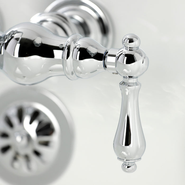 Kingston Heirloom CA2T1 - Vintage Two-Handle 2-Hole Tub Wall Mount Clawfoot Tub Faucet, Polished Chrome