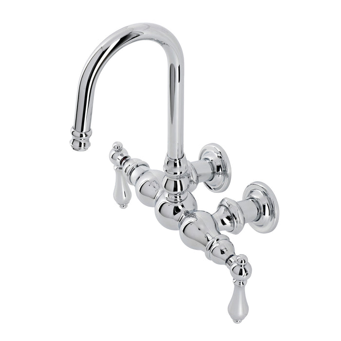 Kingston Heirloom CA2T1 - Vintage Two-Handle 2-Hole Tub Wall Mount Clawfoot Tub Faucet, Polished Chrome