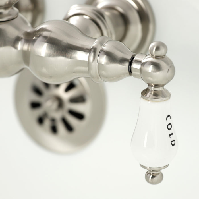 Kingston Heirloom CA3T8 - Vintage Two-Handle 2-Hole Tub Wall Mount Clawfoot Tub Faucet, Brushed Nickel